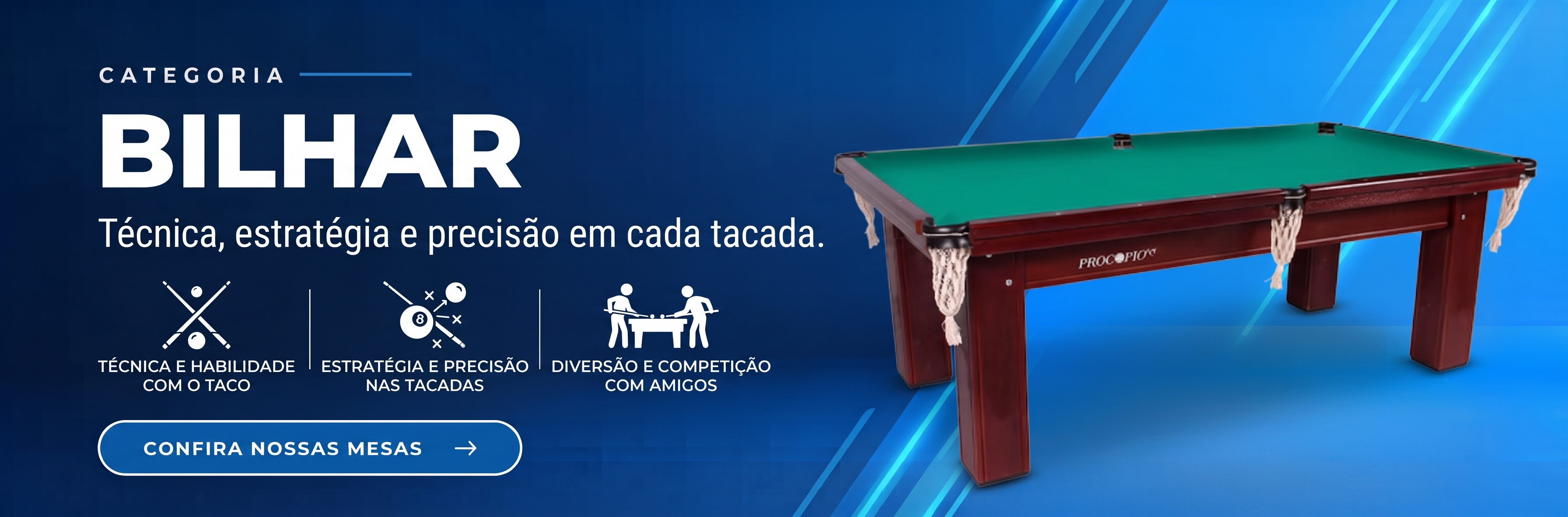 Banner da categoria Bilhar, Sinuca e Snooker